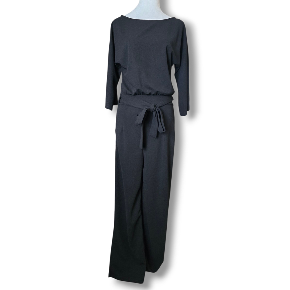 Boutique Black Belted Jumpsuit - Size Small